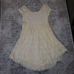Torrid Dress Womens Size 14 Ivory Short Sleeve Lace Midi Cream Fit & Flare
